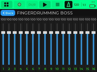 The Pad Mixer: sixteen volume faders, one per pad